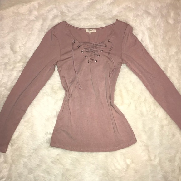 Heart Hips Long Sleeve Tie Vneck Rose 